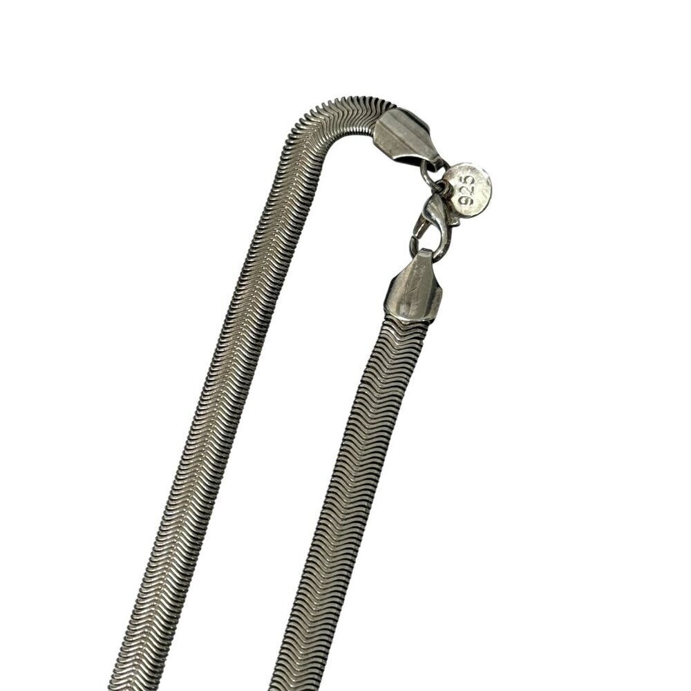 Sterling Silver 925 Herringbone Chain Necklace 17.5" 5MM Classic Versatile Sleek - Picture 11 of 11